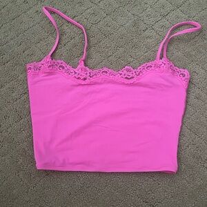 SKIMS taffy cropped lace top